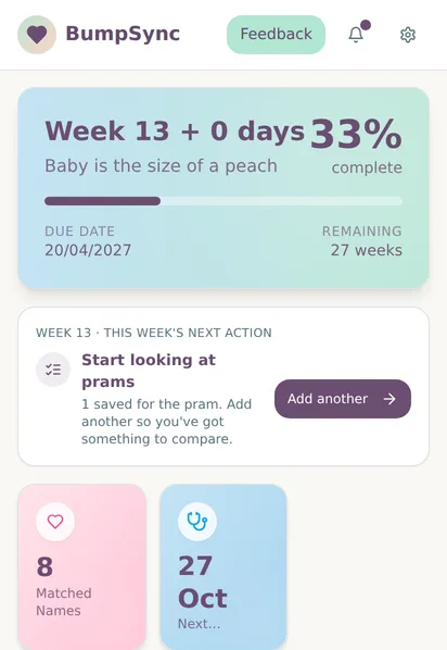 Shared pregnancy timeline